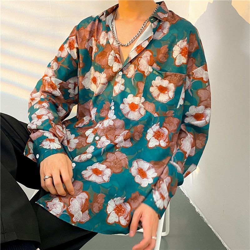 ผู้ชายแฟชั่นแขนยาวเสื้อเชิ๊ตลา - Streetwear Brand Flower บทวิจารณ์และราคา