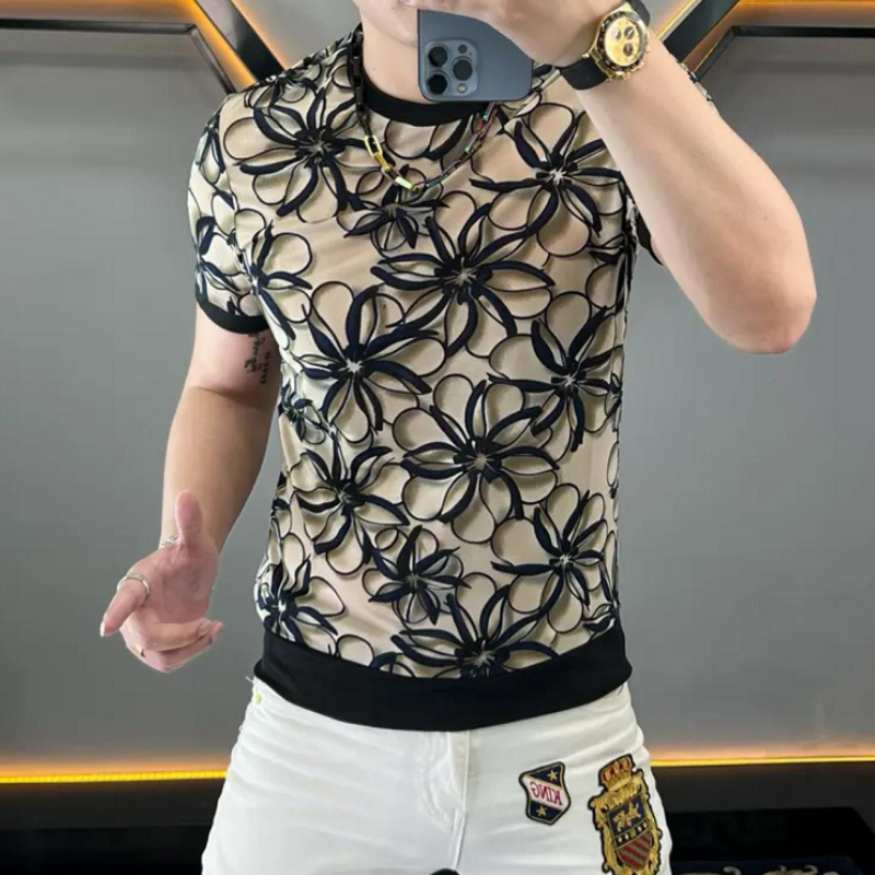เสื้อยืดคอกลมแขนสั้นสำหรับผู้ช - Streetwear Brand Flower บทวิจารณ์และราคา