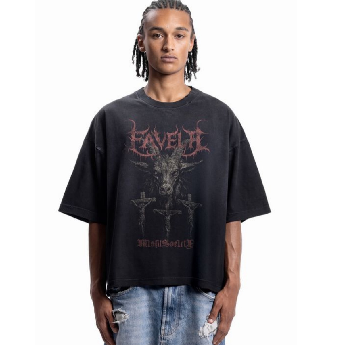 เสื้อยืดคอตตอนลายกราฟิกแบรนด์  - Streetwear Brand Font บทวิจารณ์และราคา