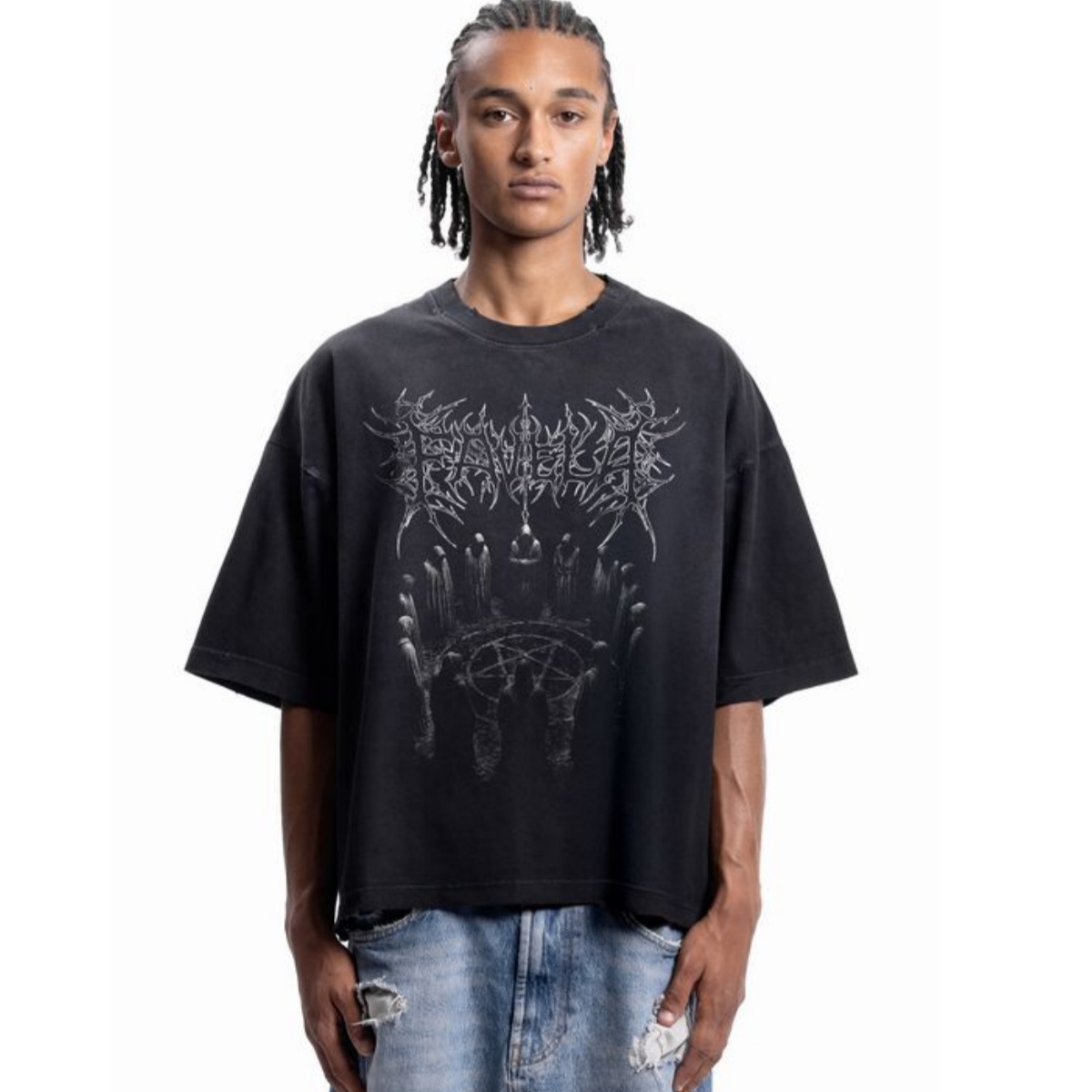เสื้อยืดคอตตอนลายกราฟิกแบรนด์  - Streetwear Brand Font บทวิจารณ์และราคา