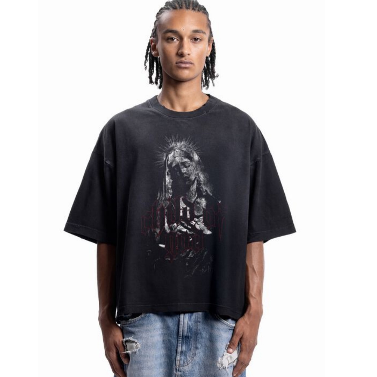 เสื้อยืดคอตตอนลายกราฟิกแบรนด์  - Streetwear Brand Font บทวิจารณ์และราคา